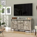 HOMCOM Credenza a buffet in stile rustico da 150 cm con piano spesso, mobile bar da caffè con ante scorrevoli a granaio, cassetti, ripiani regolabili
