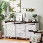 HOMCOM Credenza a buffet in stile rustico da 150 cm con piano spesso, mobile bar da caffè con ante scorrevoli a granaio, cassetti, ripiani regolabili
