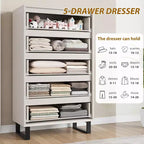 Cassettiera a cinque cassetti da 35,4 pollici, materiale PB+MDF+metallo, cinque cassetti portaoggetti, altezza regolabile, stile moderno-semplice e rustico