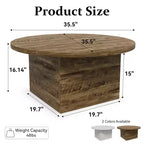 Dyonery Round Coffee Table,35-Inch Engineered Wood Coffee Table for Living Room, Center Low Cocktail Tea TableWhite