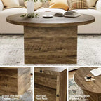 Dyonery Round Coffee Table,35-Inch Engineered Wood Coffee Table for Living Room, Center Low Cocktail Tea TableWhite