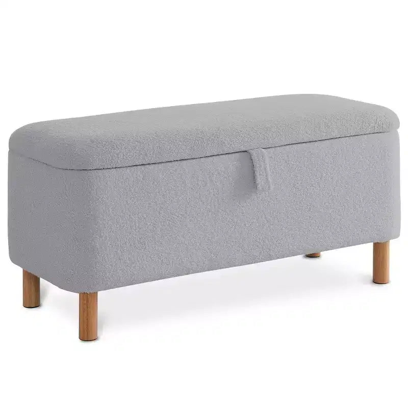 Okak Modern Pull-Open Top Comfy Boucle Ottoman Bench with Storage,Upholstered Storage Ottoman for Bedroom,Entrance