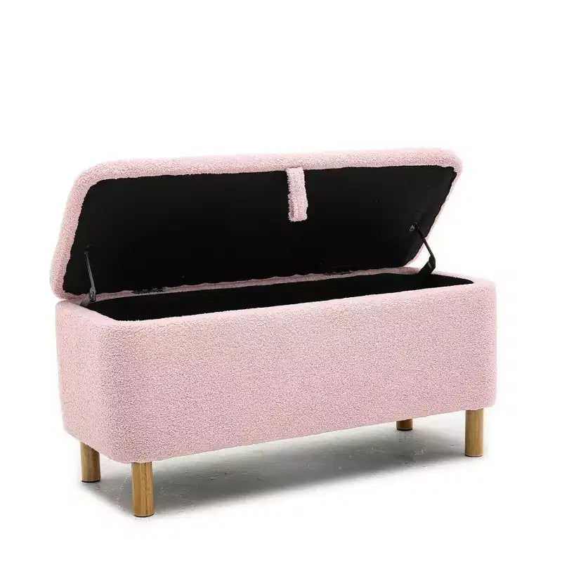 Okak Modern Pull-Open Top Comfy Boucle Ottoman Bench with Storage,Upholstered Storage Ottoman for Bedroom,Entrance
