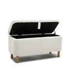 Okak Modern Pull-Open Top Comfy Boucle Ottoman Bench with Storage,Upholstered Storage Ottoman for Bedroom,Entrance