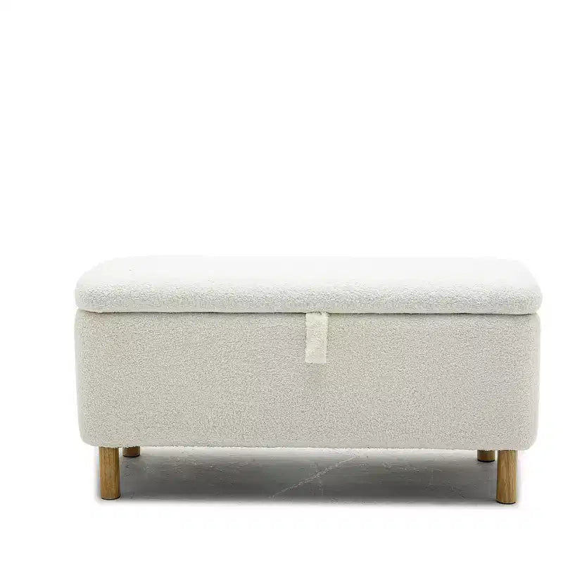 Okak Modern Pull-Open Top Comfy Boucle Ottoman Bench with Storage,Upholstered Storage Ottoman for Bedroom,Entrance