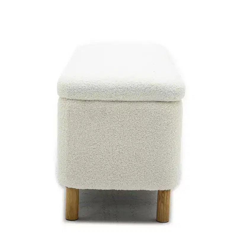 Okak Modern Pull-Open Top Comfy Boucle Ottoman Bench with Storage,Upholstered Storage Ottoman for Bedroom,Entrance