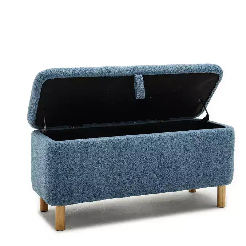 Okak Modern Pull-Open Top Comfy Boucle Ottoman Bench with Storage,Upholstered Storage Ottoman for Bedroom,Entrance