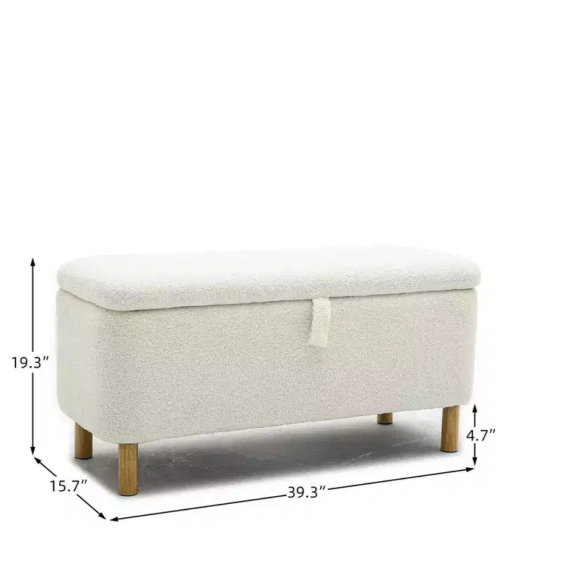 Okak Modern Pull-Open Top Comfy Boucle Ottoman Bench with Storage,Upholstered Storage Ottoman for Bedroom,Entrance