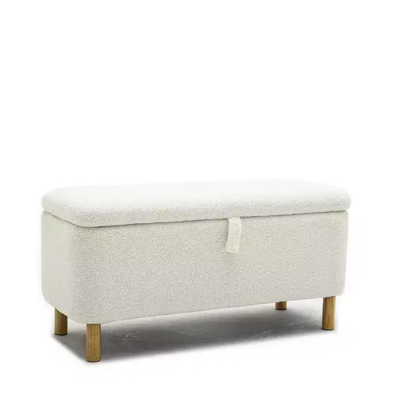 Okak Modern Pull-Open Top Comfy Boucle Ottoman Bench with Storage,Upholstered Storage Ottoman for Bedroom,Entrance