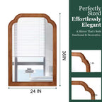 MAYEERTY Specchio decorativo con cornice in legno massello 24 x 36 angoli arrotondati per camera da letto, bagno, soggiorno, marrone giallastro