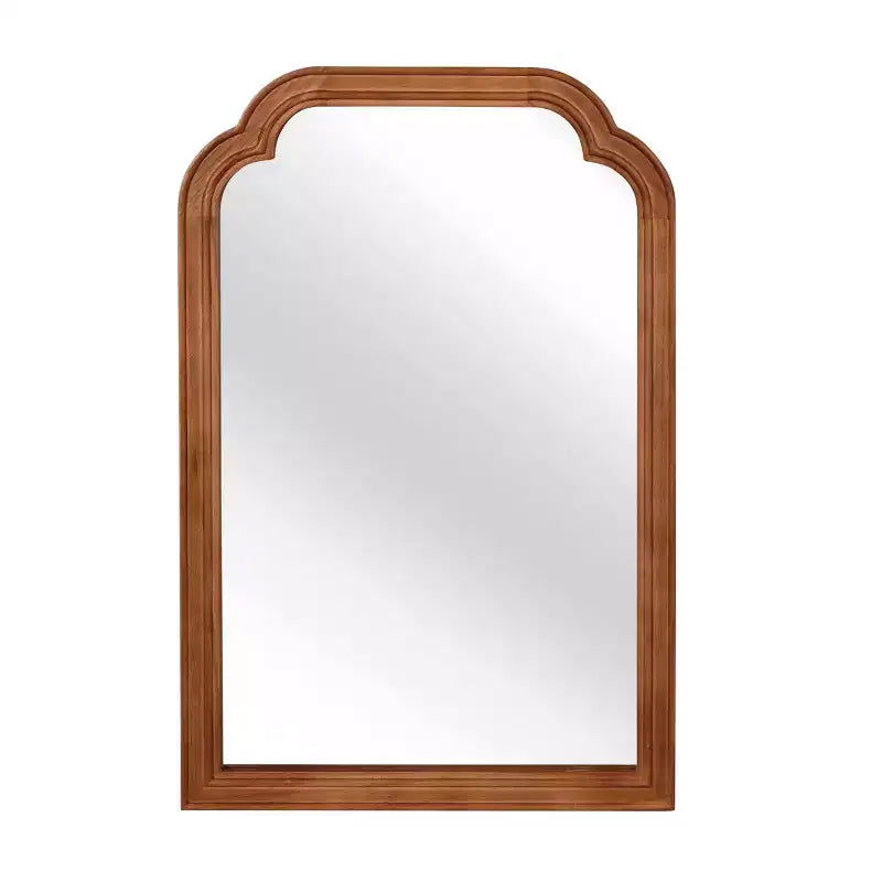 MAYEERTY Specchio decorativo con cornice in legno massello 24 x 36 angoli arrotondati per camera da letto, bagno, soggiorno, marrone giallastro