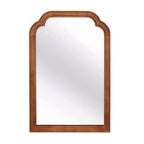 MAYEERTY Specchio decorativo con cornice in legno massello 24 x 36 angoli arrotondati per camera da letto, bagno, soggiorno, marrone giallastro