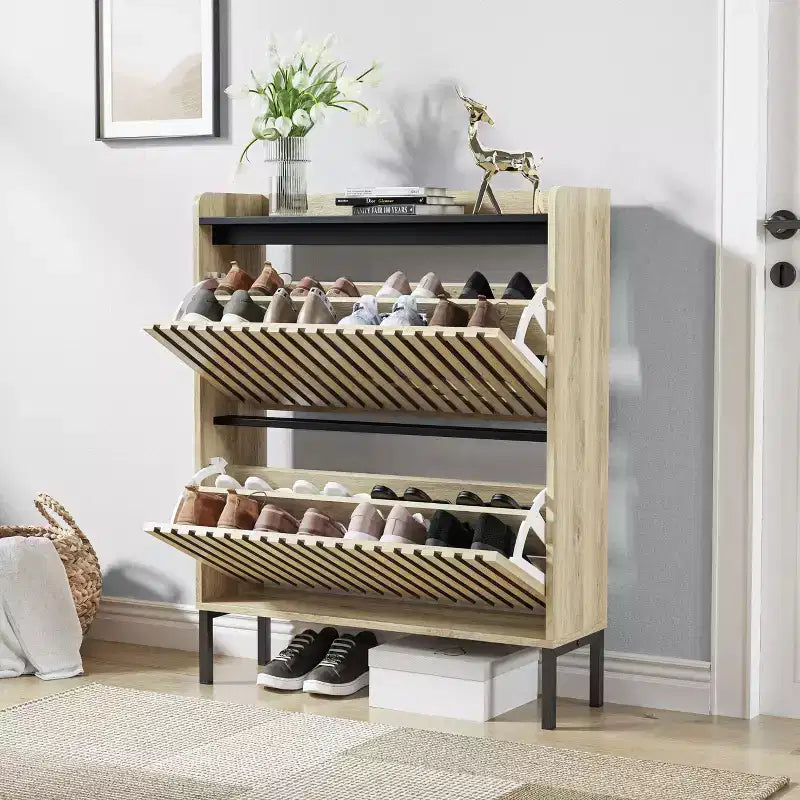 Cassettiera scanalata minimalista Okak con 6 cassetti, mobile moderno per vestiti bicolore di grande capacità per camera da letto, corridoio, soggiorno