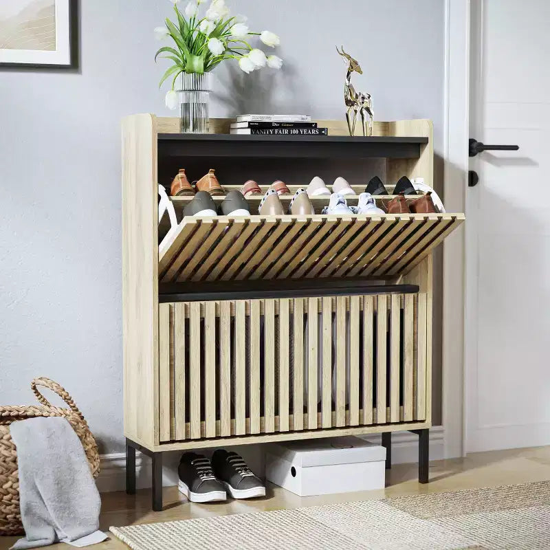 Cassettiera scanalata minimalista Okak con 6 cassetti, mobile moderno per vestiti bicolore di grande capacità per camera da letto, corridoio, soggiorno