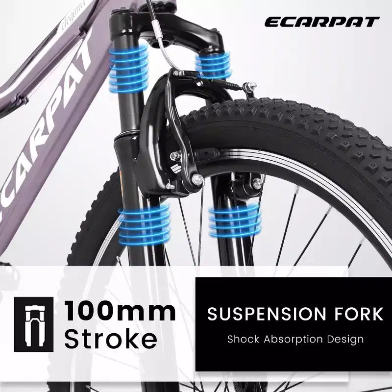 Mountain bike Zeus & Ruta 26 con 21 velocità, sospensione anteriore, freno a V, telaio in acciaio al carbonio, per ragazzi e donne