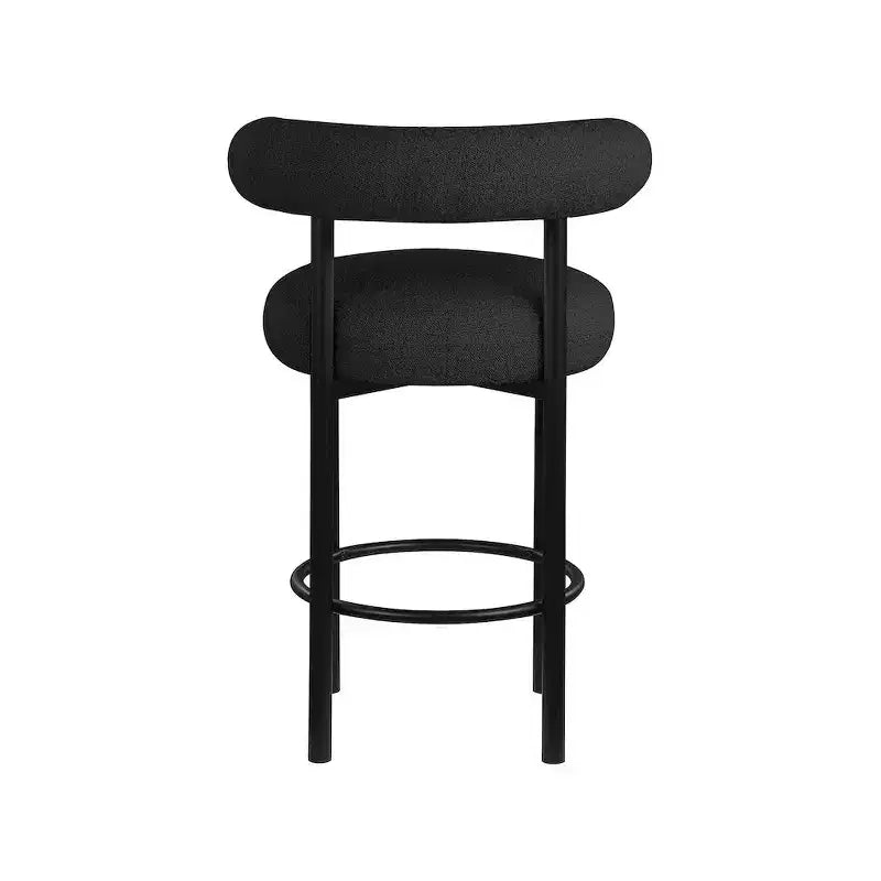 Meridian Furniture, Sgabello Bordeaux in tessuto Bouclé nero, Set da 2