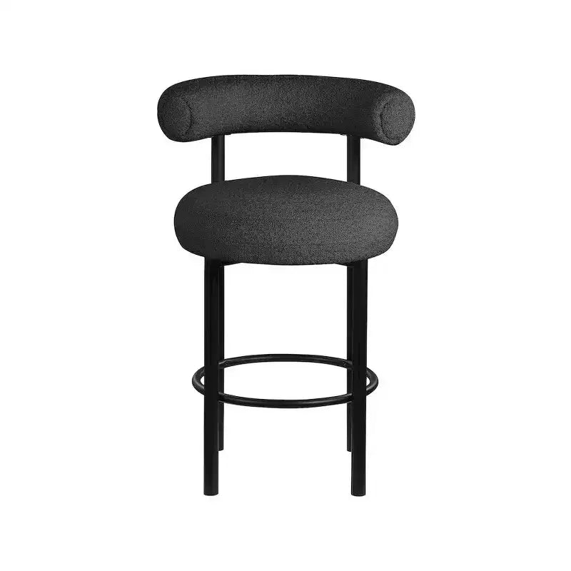 Meridian Furniture, Sgabello Bordeaux in tessuto Bouclé nero, Set da 2