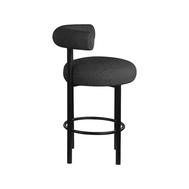 Meridian Furniture, Sgabello Bordeaux in tessuto Bouclé nero, Set da 2