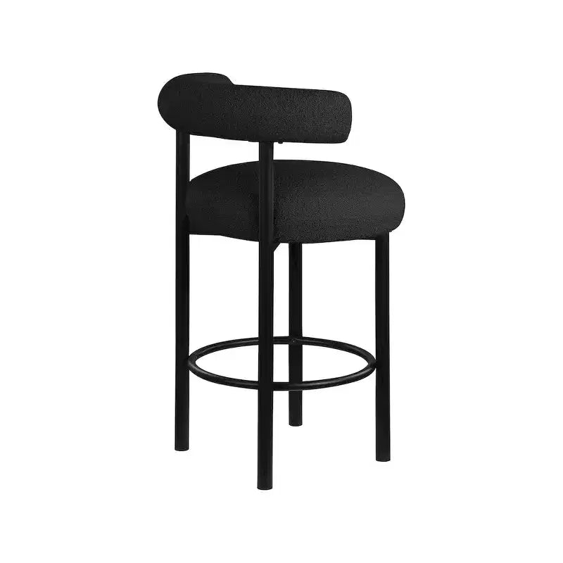 Meridian Furniture, Sgabello Bordeaux in tessuto Bouclé nero, Set da 2