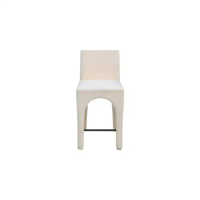 Meridian Furniture,Gramercy Beige Linen Textured Fabric Stool