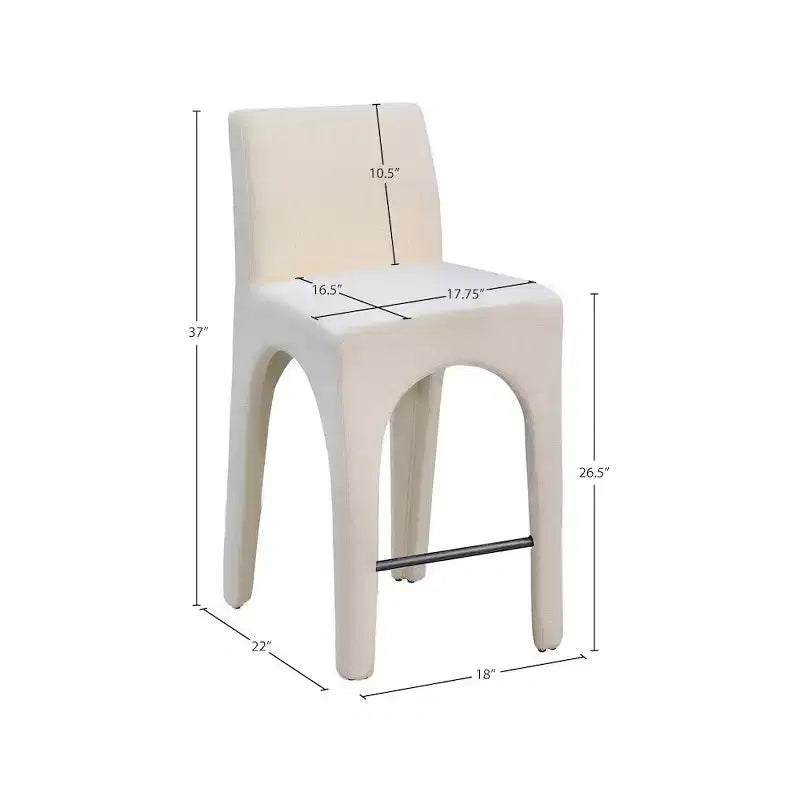 Meridian Furniture,Gramercy Beige Linen Textured Fabric Stool