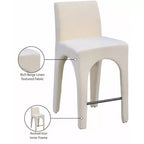 Meridian Furniture,Gramercy Beige Linen Textured Fabric Stool