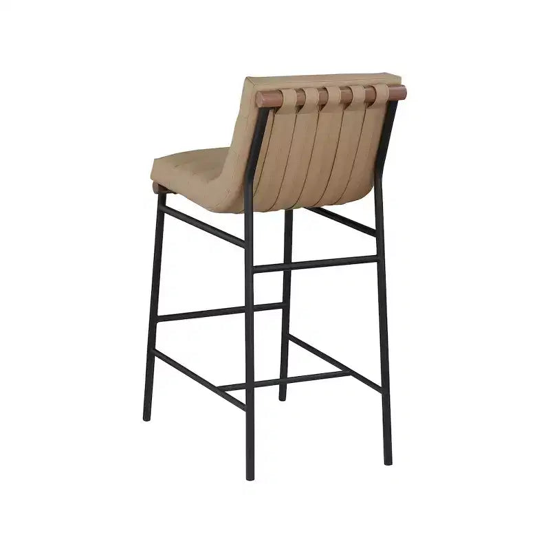 Meridian Furniture,Burke Tan Vegan Leather Bar Stool