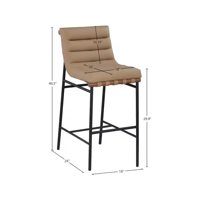Meridian Furniture,Burke Tan Vegan Leather Bar Stool