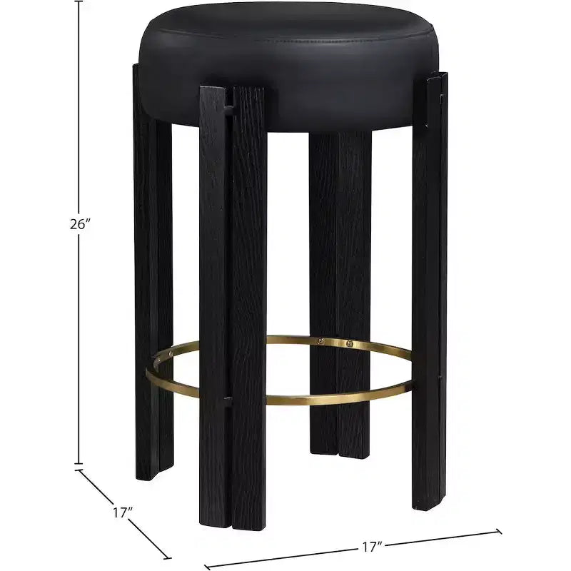 Meridian Furniture,Harrison Black Vegan Leather Counter Stool