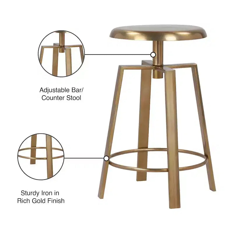 Meridian Furniture,Lang Gold Iron Counter/Bar Stool