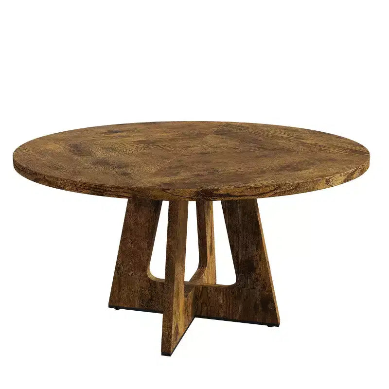 47-Inch Round Large Dining Table Set for 4 to 6, Farmhouse Dinner Table with Wooden Top and Legs - (No Chairs)