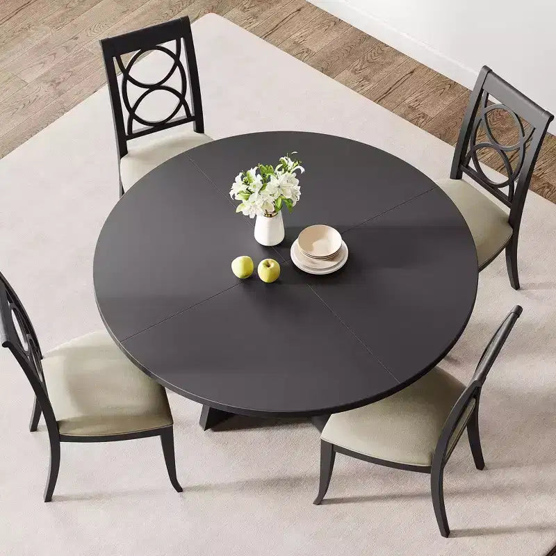 47-Inch Round Large Dining Table Set for 4 to 6, Farmhouse Dinner Table with Wooden Top and Legs - (No Chairs)