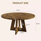 47-Inch Round Large Dining Table Set for 4 to 6, Farmhouse Dinner Table with Wooden Top and Legs - (No Chairs)