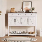 47.2 Tavolo consolle rustico, con 2 cassetti, 4 ante e ripiano aperto, mobile bar per caffè, credenza stretta per cucina, corridoio, soggiorno