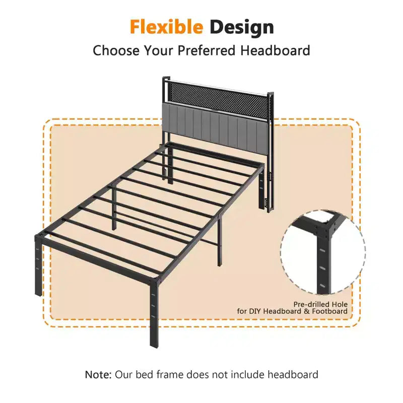 Karl Home 14 inch Height Twin Size Bed Frames Heavy Duty, Metal Platform Bed No Box Spring Needed