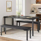 43'' Long Dining Table Set for 4, Rectangle Kitchen Table Set with 2 Upholstered Benches, 3-Piece Space-Saving Kitchen and Dining Room Furniture