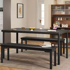 43'' Long Dining Table Set for 4, Rectangle Kitchen Table Set with 2 Upholstered Benches, 3-Piece Space-Saving Kitchen and Dining Room Furniture