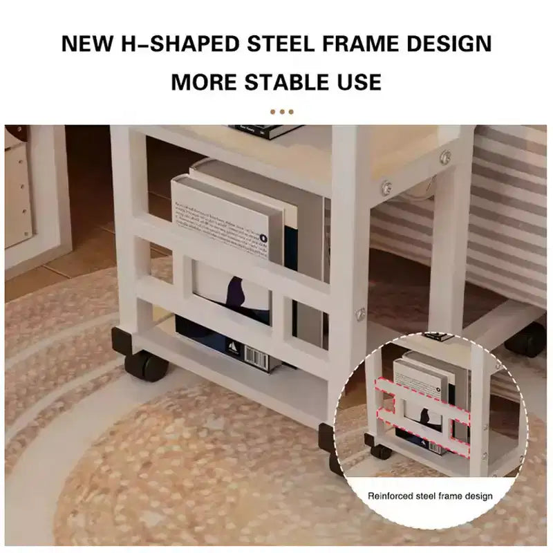 Small Mobile Standing Desk, Adjustable Height Portable Rolling Desk, Tiltable Desk C Shaped End Table For Couch, Hospital Table Laptop Stand
