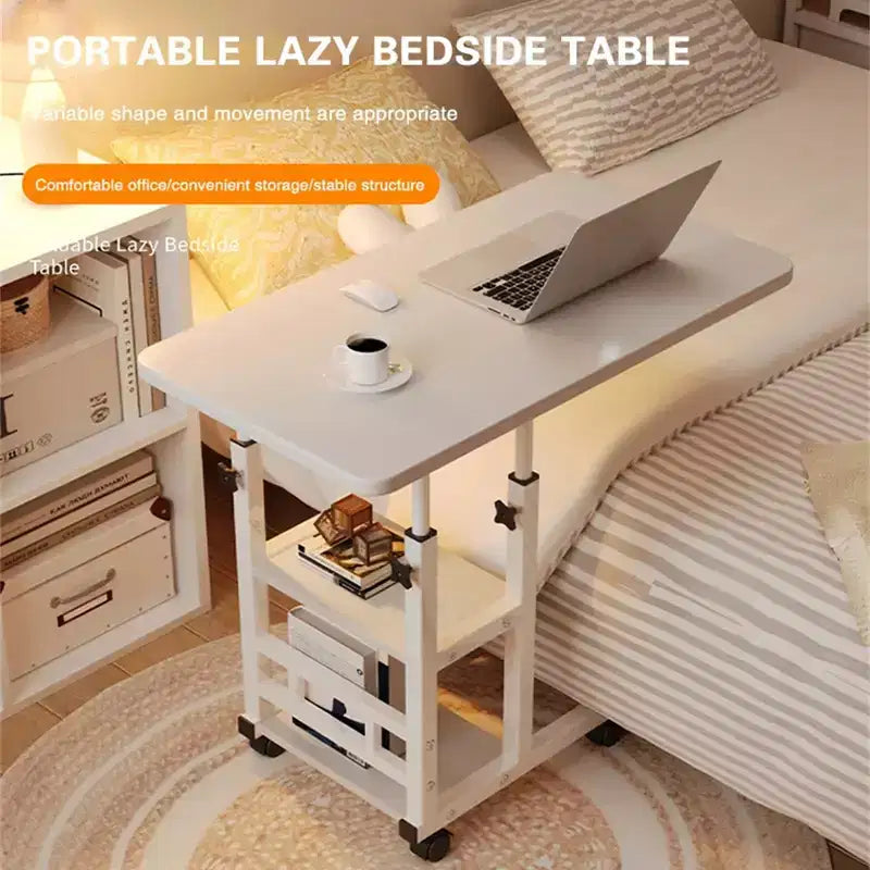 Small Mobile Standing Desk, Adjustable Height Portable Rolling Desk, Tiltable Desk C Shaped End Table For Couch, Hospital Table Laptop Stand