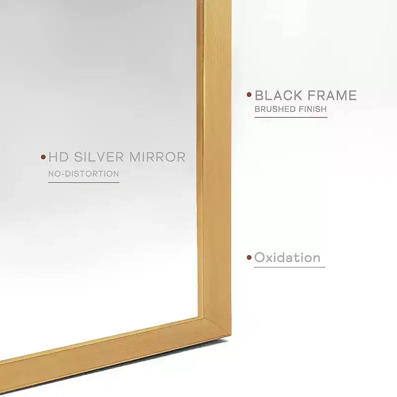 Gold Arched Bathroom Wall Mirror  Metal Frame
