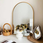 Gold Arched Bathroom Wall Mirror  Metal Frame