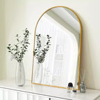 Gold Arched Bathroom Wall Mirror  Metal Frame