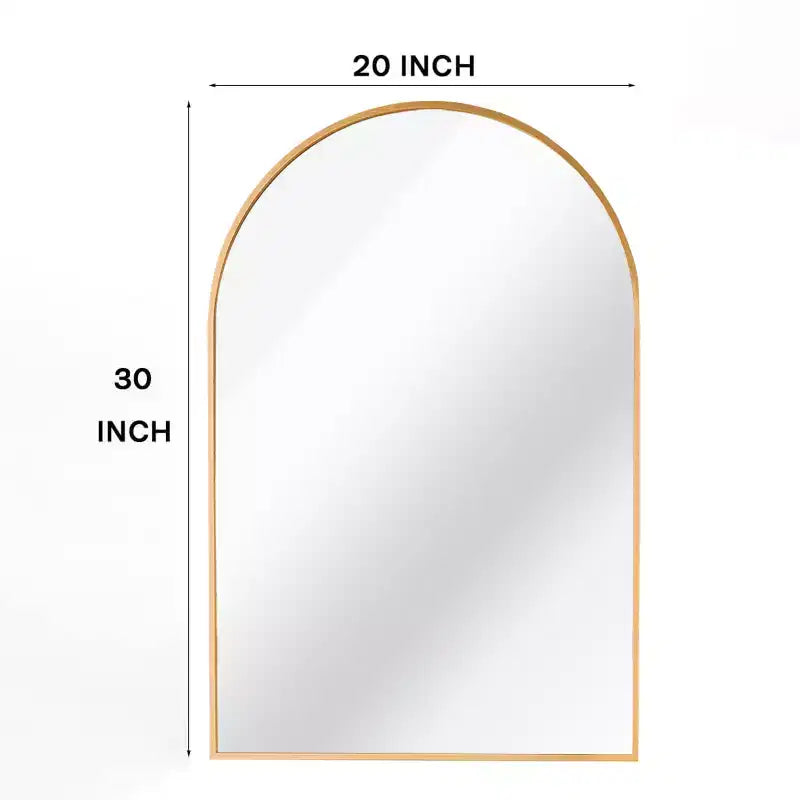 Gold Arched Bathroom Wall Mirror  Metal Frame
