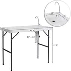 VINGLI Outdoor Folding Fish and Game Cleaning Table, Portable & Durable, Standard Garden Connection, Upgraded Drainage Hose, White