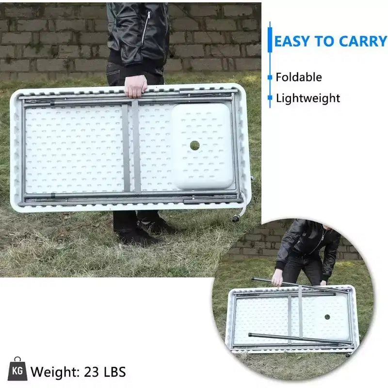 VINGLI Outdoor Folding Fish and Game Cleaning Table, Portable & Durable, Standard Garden Connection, Upgraded Drainage Hose, White