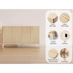 VINGLI Fluted Sideboard Buffet Cabinet with Storage, Storage Cabinet with Doors and Adjustable Shelves, Buffet for Kitchen, Natural Oak