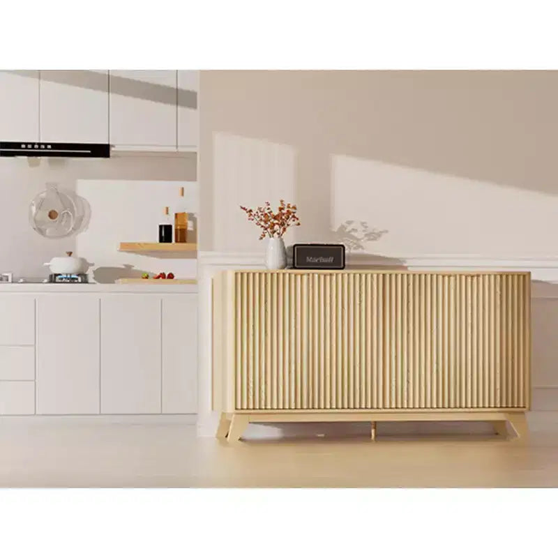 VINGLI Fluted Sideboard Buffet Cabinet with Storage, Storage Cabinet with Doors and Adjustable Shelves, Buffet for Kitchen, Natural Oak