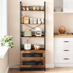 Acekool 70.9 Industrial Bookshelf with Drawers, 4-Tier Rustic Bookcase for Living Room, Bedroom, Home Office, Brown