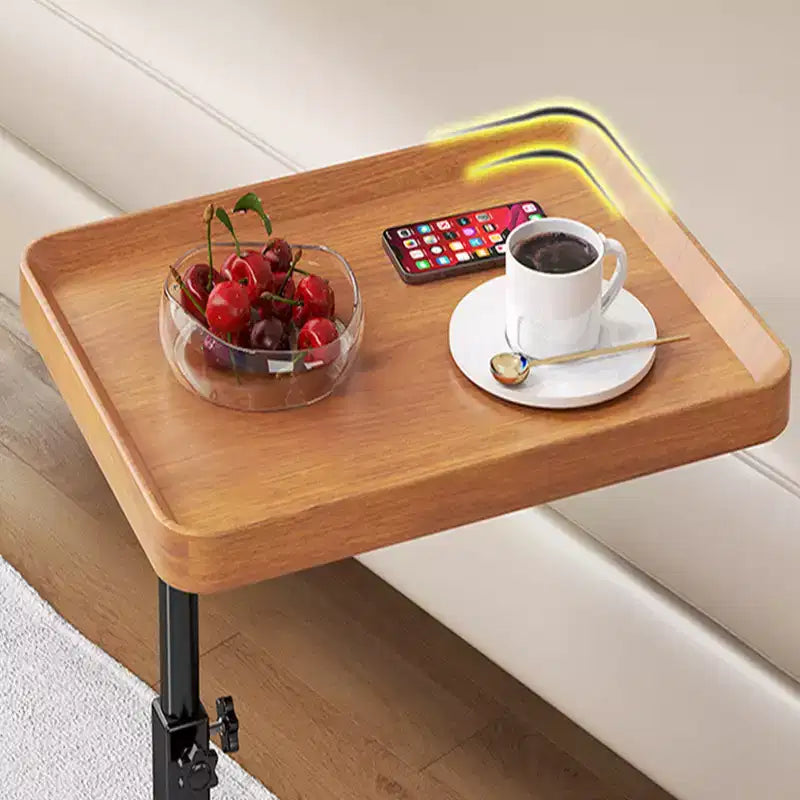 CuisinSmart C Shaped Side Table, Small Couch End Tables Adjustable Height with Swivel Top, TV Tray Desk with Wheels for Living Room, Bedroom, Couch
