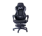 RadioShack Gaming Chair Black And Gray, Ergonomic Racing-Style Chair With Adjustable Height, Footrest, Lumbar Support, And Comfortable Padding